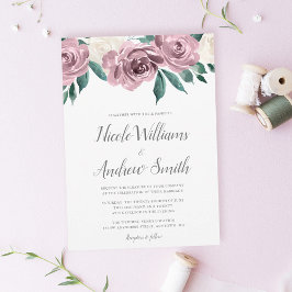 Mauve Watercolor Ro Blommigt bröllopsinbjudningar Inbjudningar