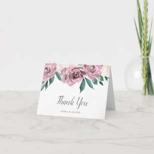 Mauve Watercolor Ro Blommigt Tack Kort
