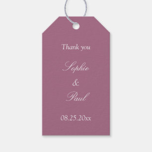 Mauve Wedding Favor Tack Gift Märkres Presentetikett