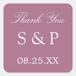 Mauve Wedding Favor Tack Sticker Fyrkantigt Klistermärke