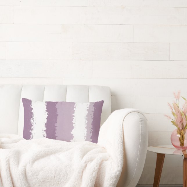 Mauve, White Abstrakt Rand Lumbarkudde (Soffa)