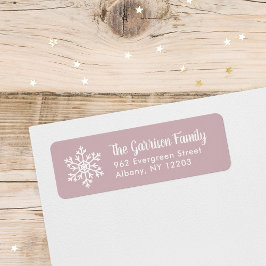 Mauve Winter Snowflake Helgdag Returadress Etikett