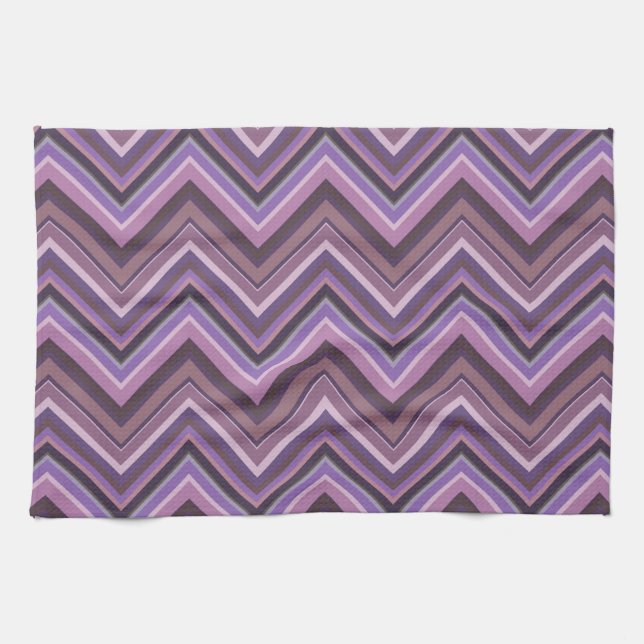 Mauve zigzag rand kökshandduk (Horisontell)