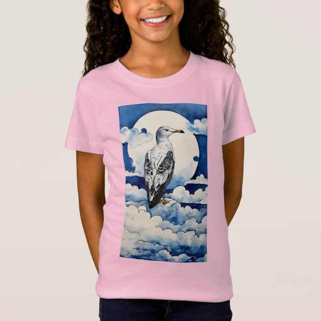 Måve i Blått och Bläck T Shirt (Framsida)