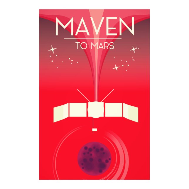MAVEN - till Mars rymdkonst. Fototryck (Framsidan)