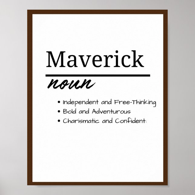 Maverick, Boy Personalized Namndefinition Poster (Framsidan)