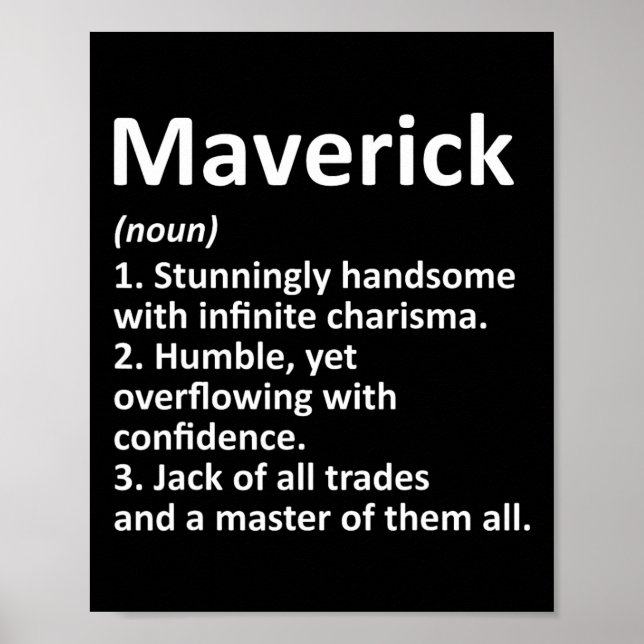 Maverick Definition Personalized Name Funny Birthd Poster (Framsidan)