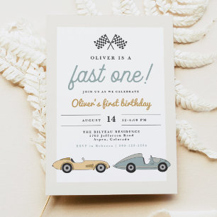 MAVERICK Pastel Tävling Car Fast 1 1:a födelsedag Inbjudningar