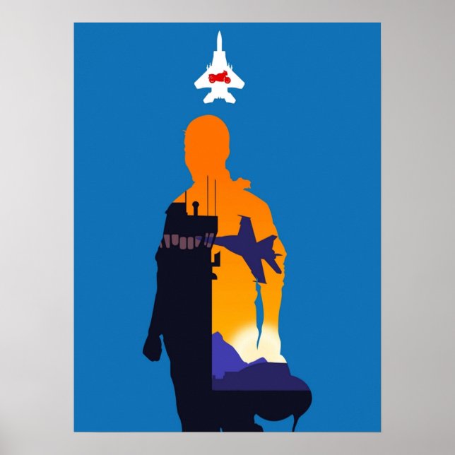 Maverick Pilot Minimalist Silhouette Stil Movie Poster (Framsidan)