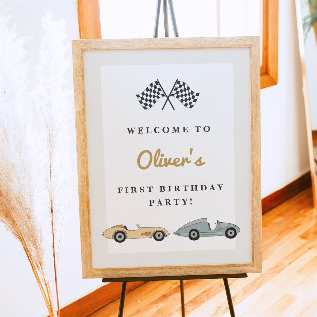 MAVERICK Retro Pastel Tävling bil - första födelse Poster (Skapare uppladdad)