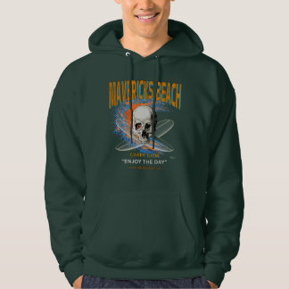 Mavericks Beach California Surfer Skull och Kor Hoodie
