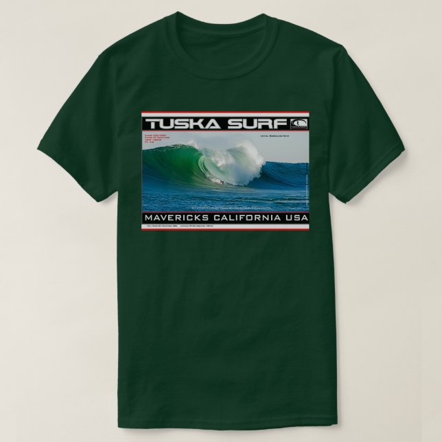 Mavericks Breaking Wave Surfa by Tuska surfa T Shirt (Design framsida)