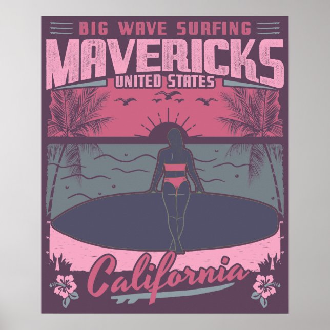 MAVERICKS CALIFORNIA - BIG WAVE SURFING POSTER (Framsidan)