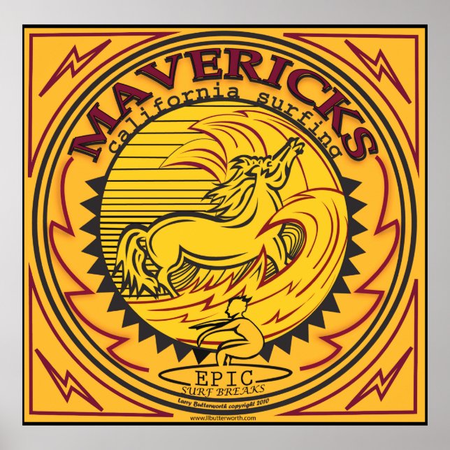 MAVERICKS CALIFORNIA SURFBREAK SURFING POSTER (Framsidan)