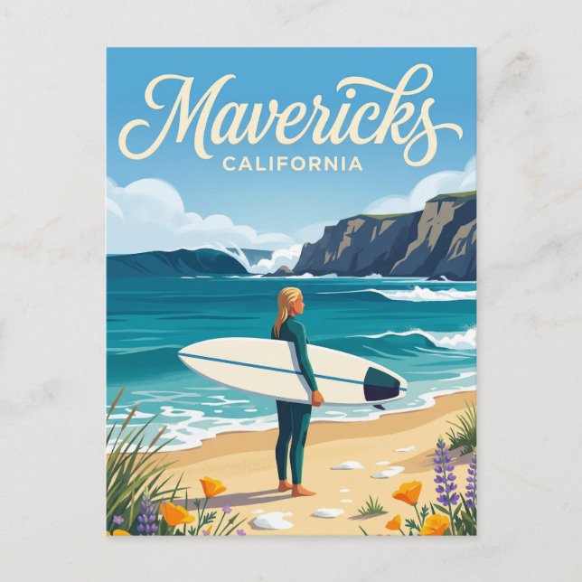 Mavericks, Half Moon Bay Kalifornien Vykort (Framsida)