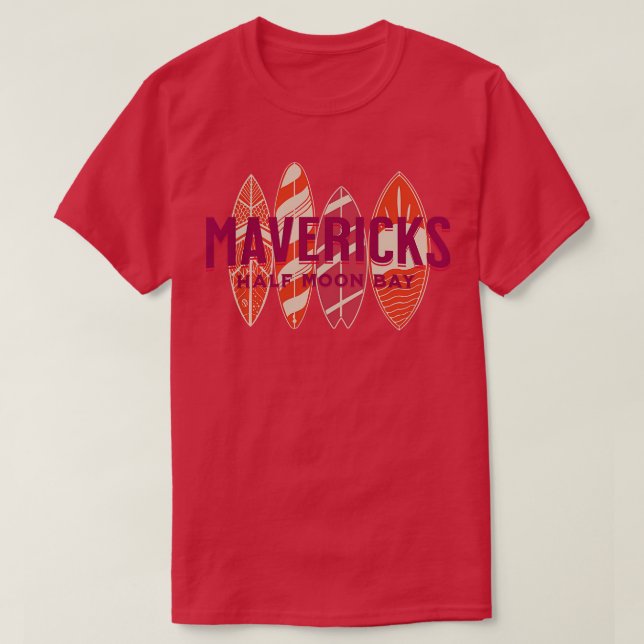 Mavericks Halva Måne Bay California Big Wave Surfi T Shirt (Design framsida)