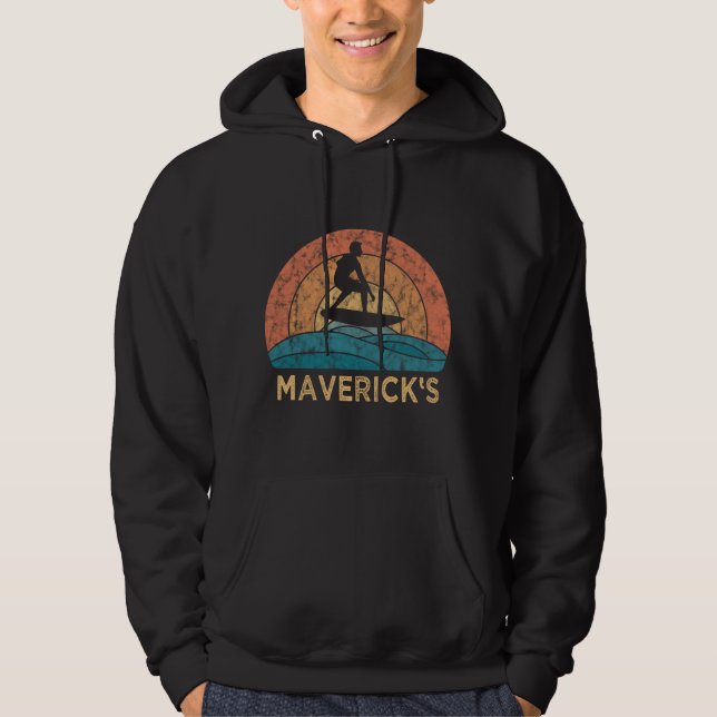 Mavericks Vintage Surfing Hoodie Retro Surfing (Framsida)