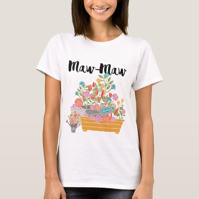 Maw-Maw Blomsterträdgård Design T Shirt (Framsida)