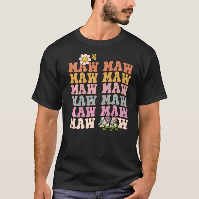 Maw Maw gravid-meddelande överraskning Grandma gr T Shirt (Framsida)