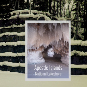 Mawikwe havsgrottor is och snö, Apostle Islands Po Vykort