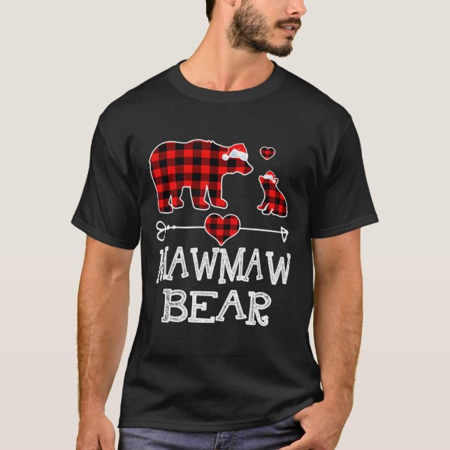 Mawmaw Bear jul Pajama Red Play Buffalo Fam T Shirt (Framsida)