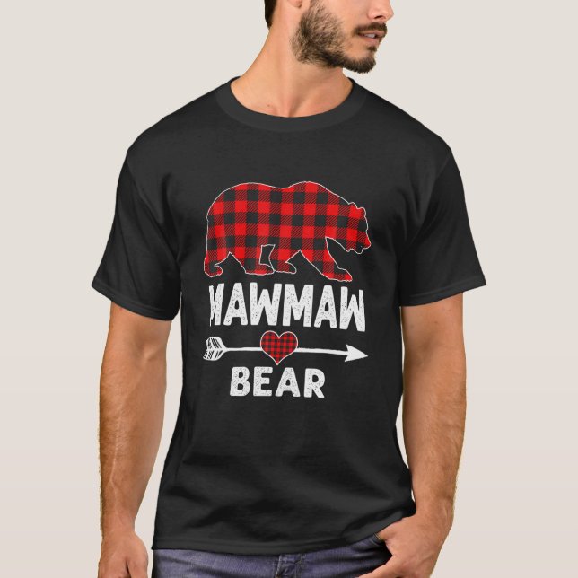 Mawmaw Bear jul Pajama Red Play Buffalo Fam T Shirt (Framsida)