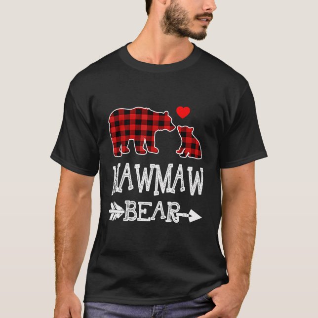 Mawmaw Bear jul Pajama Red Play Buffalo Fam T Shirt (Framsida)