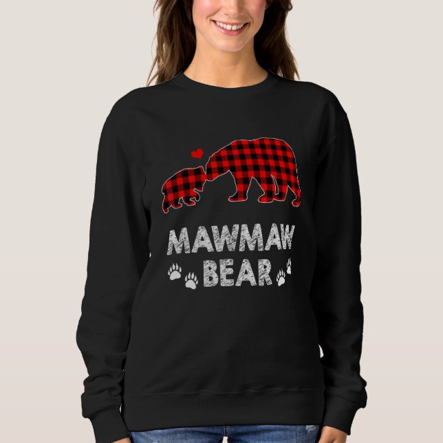 Mawmaw Bear Women Red Play jul Pajama Famil T Shirt (Framsida)