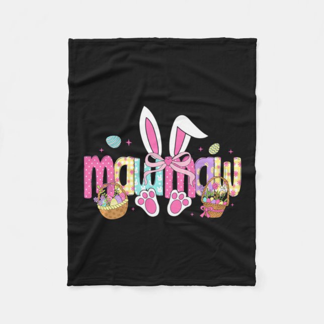Mawmaw Bow Bunny Öron Påsk Fleecefilt (Framsidan)
