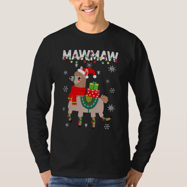 Mawmaw  Christmas Llama Lights Matching Family T Shirt (Framsida)