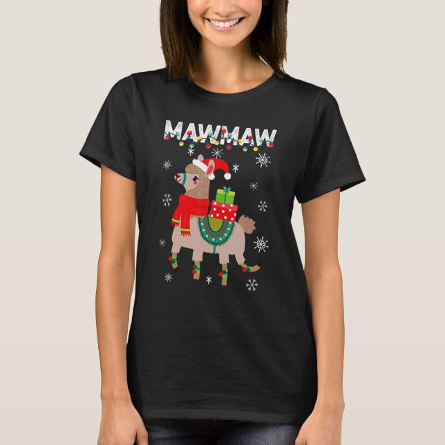Mawmaw  Christmas Llama Lights Matching Family T Shirt (Framsida)