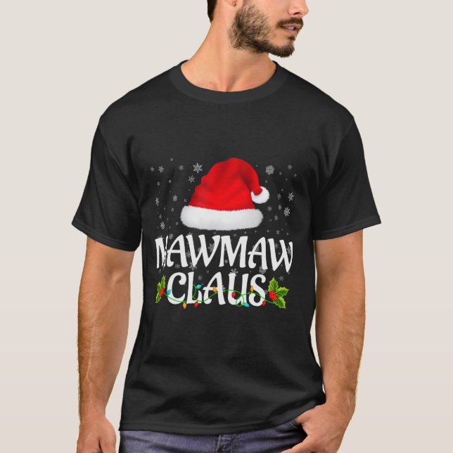 Mawmaw Claus Christmas Lights Santa Pajama Family  T Shirt (Framsida)