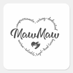 Mawmaw, mors dag, Mawmaw-hjärta Fyrkantigt Klistermärke