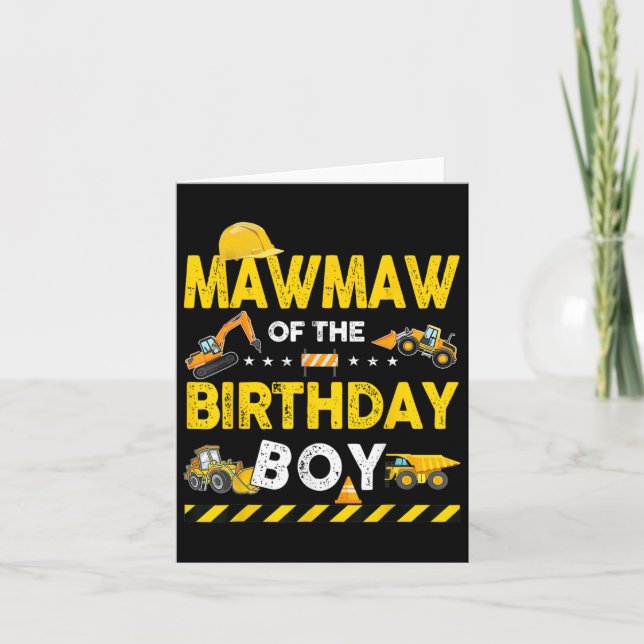 Mawmaw of the Birthday Boy Construction Worker Bir Kort (Framsida)