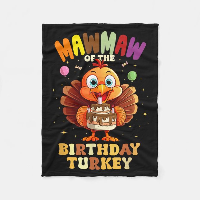 Mawmaw Of The Birthday Turkey Family 1st Birthday  Fleecefilt (Framsidan)