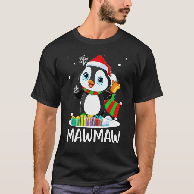 Mawmaw Penguins Santa Hat-julmatchningen Fami T Shirt (Framsida)