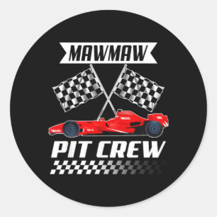 Mawmaw Pit Crew Racing Familj Racingbil Födelsedag Runt Klistermärke