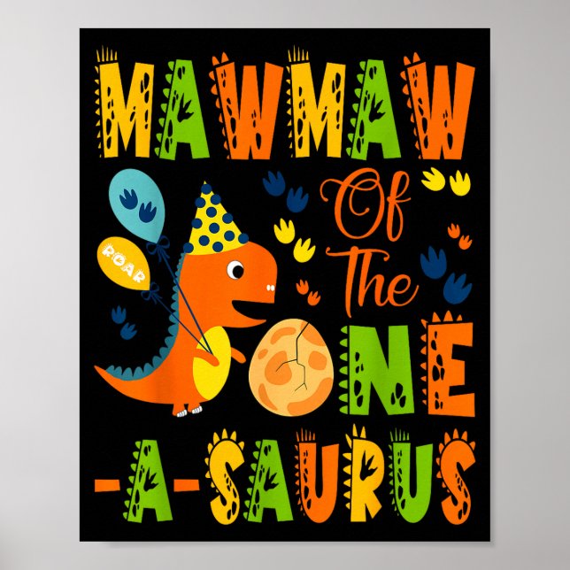 Mawmaw till den ett-a-saurusen 1-års födelsedagsdi poster (Framsidan)