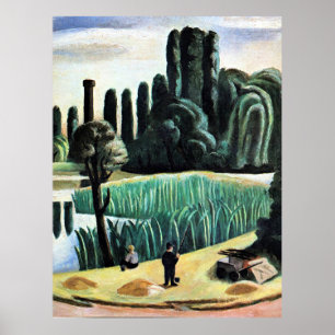 Max Beckmann - Sjölandskap med popparer, bra konst Poster