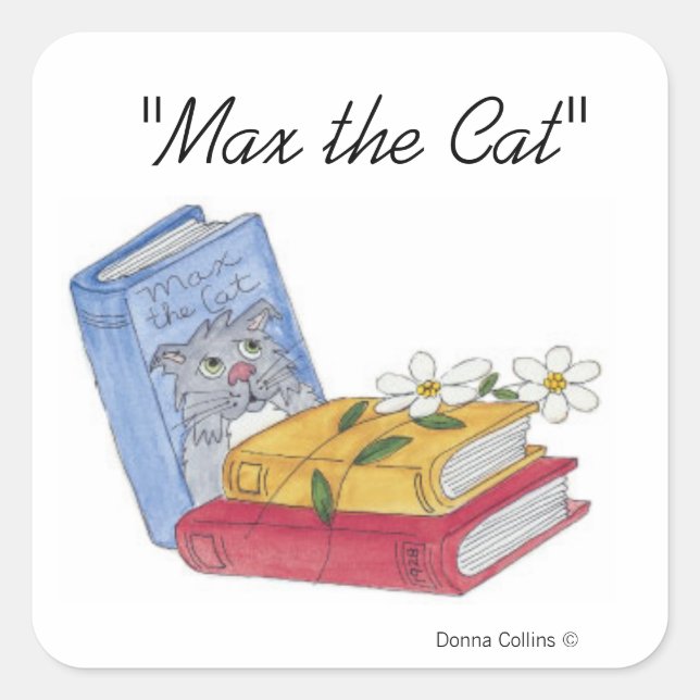 Max Cat Bok Stickers Fyrkantigt Klistermärke (Framsida)