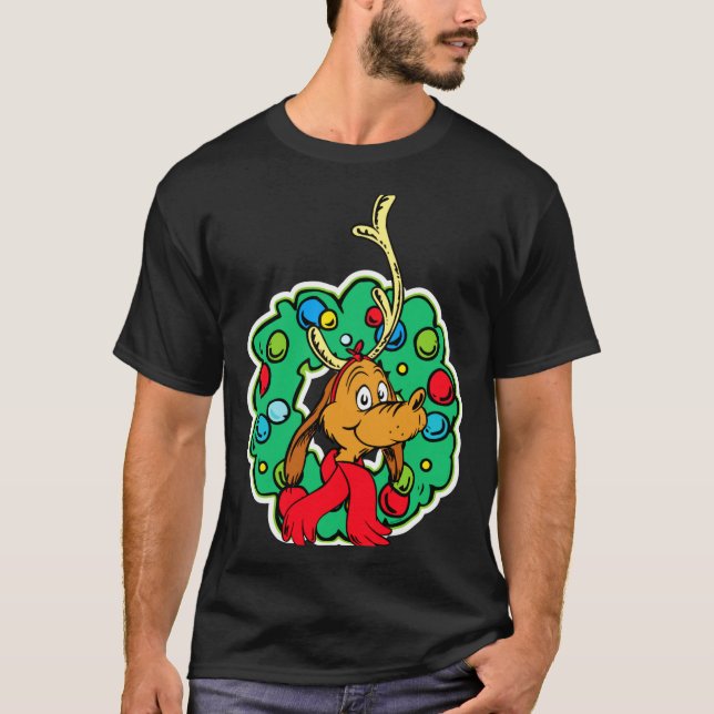Max Christmas Wreath  T Shirt (Framsida)