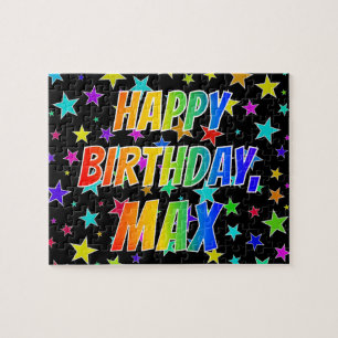 "MAX" Första Namn, Roligt "GRATTIS PÅ FÖDELSEDAGEN Pussel