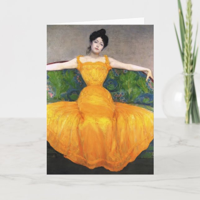 Max Kurzweil- dam i gul klänning Kort (Framsida)