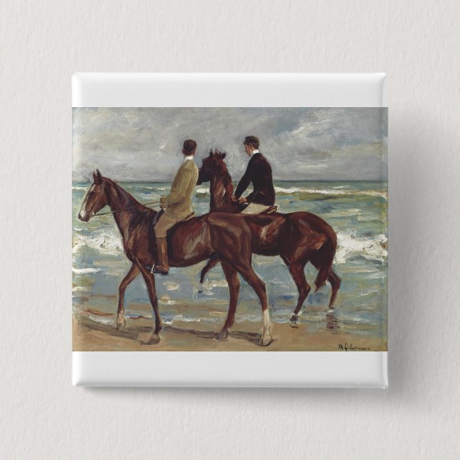 Max Liebermann: Två ryttare på stranden Konst Knapp (Framsida)