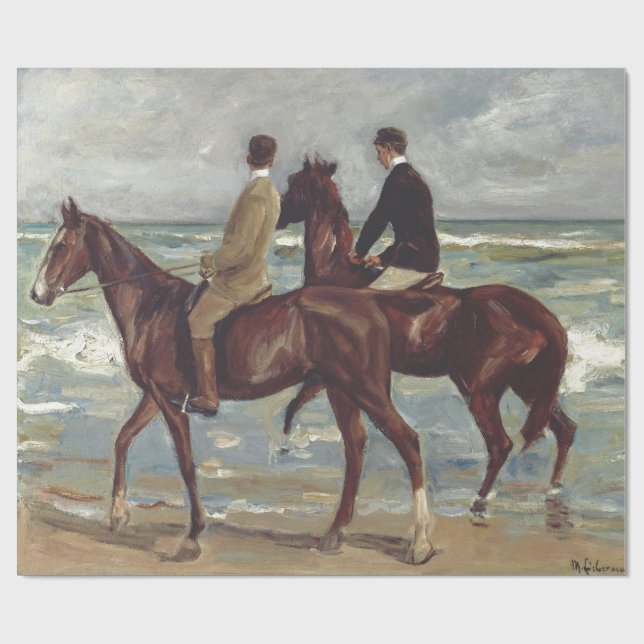 Max Liebermann: Två ryttare på stranden Konst Presentpapper (Platt)