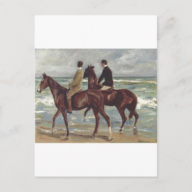 Max Liebermann: Två ryttare på stranden Konst Vykort (Framsida)