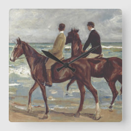Max Liebermann: Two Riders on the Beach Art Fyrkantig Klocka