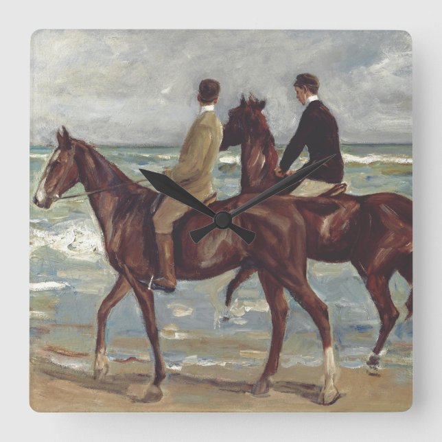 Max Liebermann: Two Riders on the Beach Art Fyrkantig Klocka (Framsida)