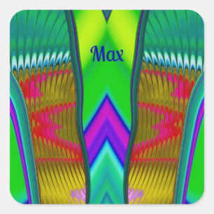 MAX ~ Multifärgat 3D ~ Fyrkantigt Klistermärke