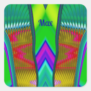 MAX ~ Multifärgat 3D ~ Fyrkantigt Klistermärke